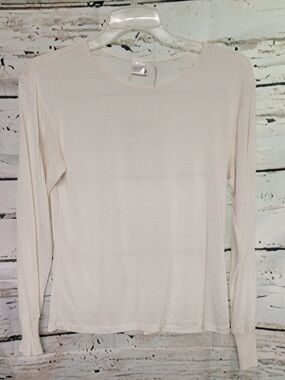 Under Silk 100% Silk Long Sleeve Base Layer Top Ivory Women's M